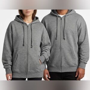 Long Sleeve Grey Full Zip Hoodie